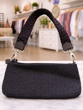 Saks Black Woven Shoulder Bag